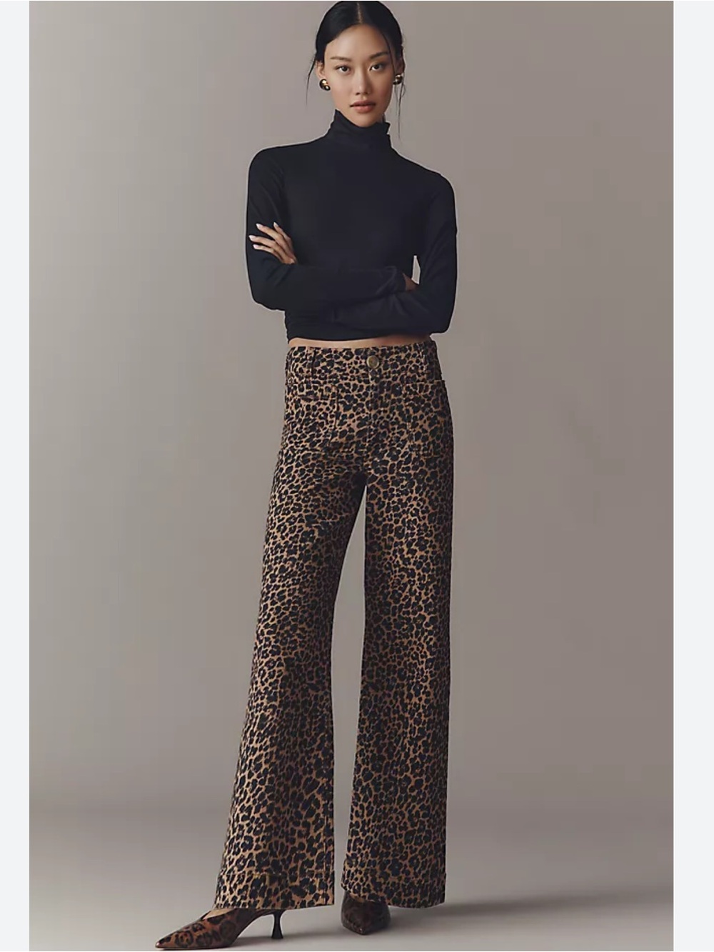Maeve The Colette Leopard-Print High-Rise Wide-Leg Jeans - Size 27 - BNWT